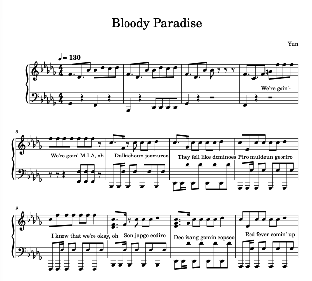 Bloody Paradise ENHYPEN Sheet Music ( Full Version )