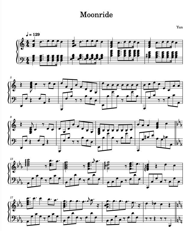 Moonride Hearts2Hearts Full Version Sheet Music