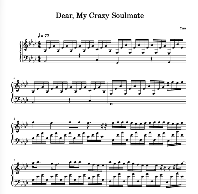 Dear,My Crazy Soulmate IU ( Full Version ) Sheet Music