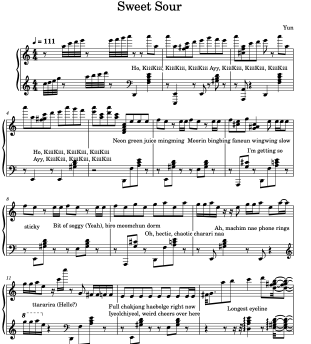 Sweet Sour KiiiKiii Sheet Music ( FULL VERSION )